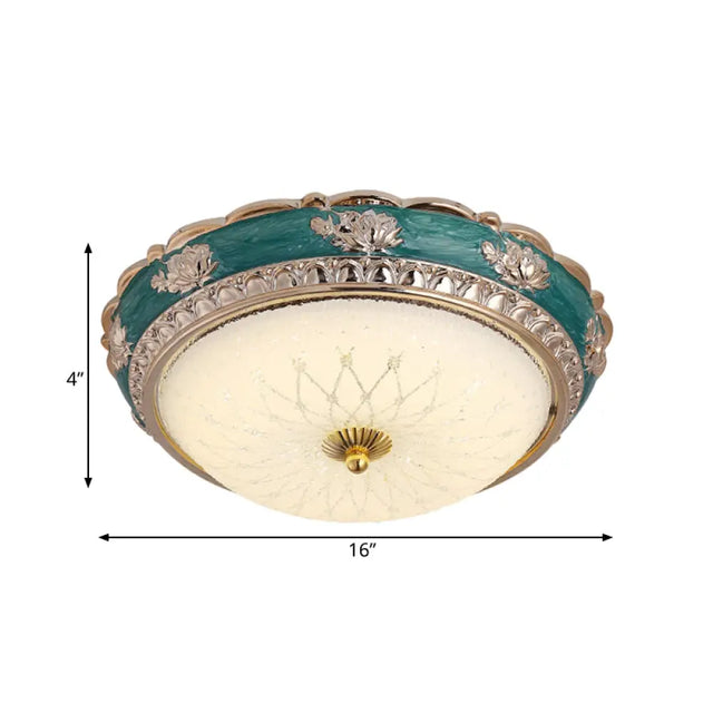 Nordic Blue Led Flushmount Ceiling Lamp 12/16 Dia Frosted Glass Finish