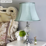 Nordic Blue Task Light With Panel Bell Fabric Shade For Dining Room Desk
