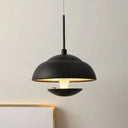 Nordic Bowled Iron Pendant Lamp In Black/White With Gold Inner Led Hanging Light Fixture Black