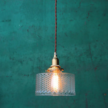 Nordic Brass Pendant Light With Clear Wavy Glass - 1-Bulb Suspended Fixture