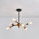 Nordic Bubble Hanging Lamp Kit - Clear/Amber/Smoke Gray Dimpled Glass Chandelier Ideal For Dining