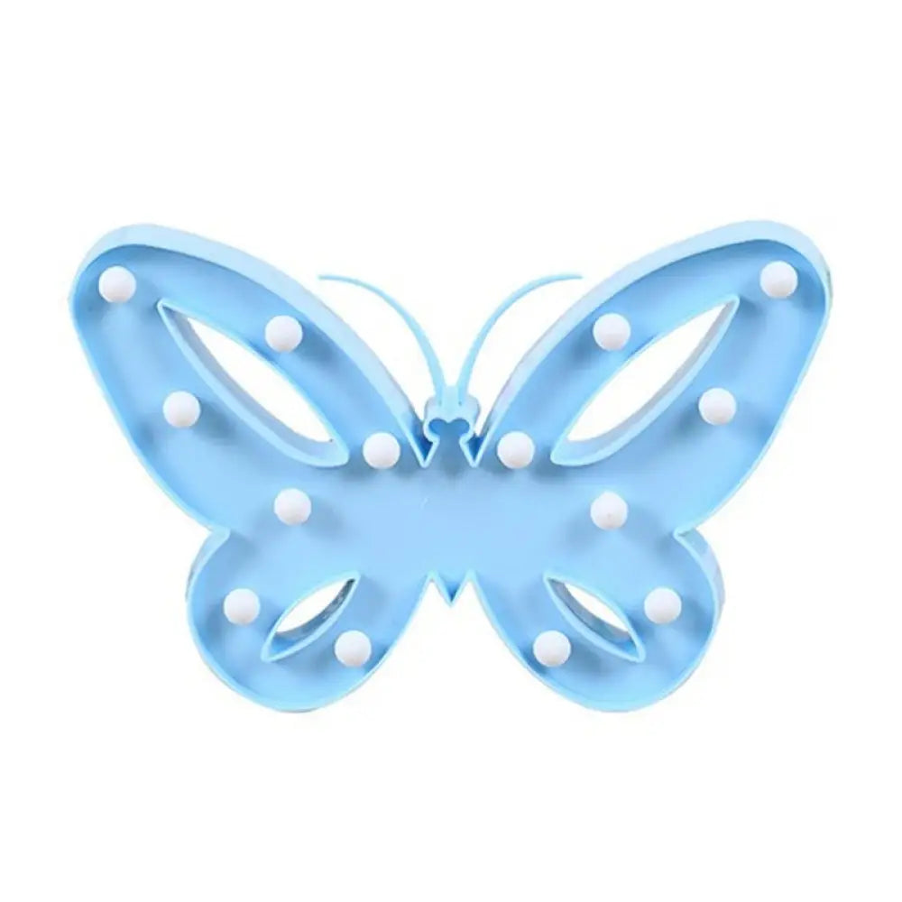 Nordic Butterfly Led Wall Night Lamp - Plastic Nightstand Lighting For Girls Bedroom Blue