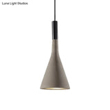Nordic Cement Funnel Pendant Light - 1 Head Dining Table Suspended Lighting Fixture In