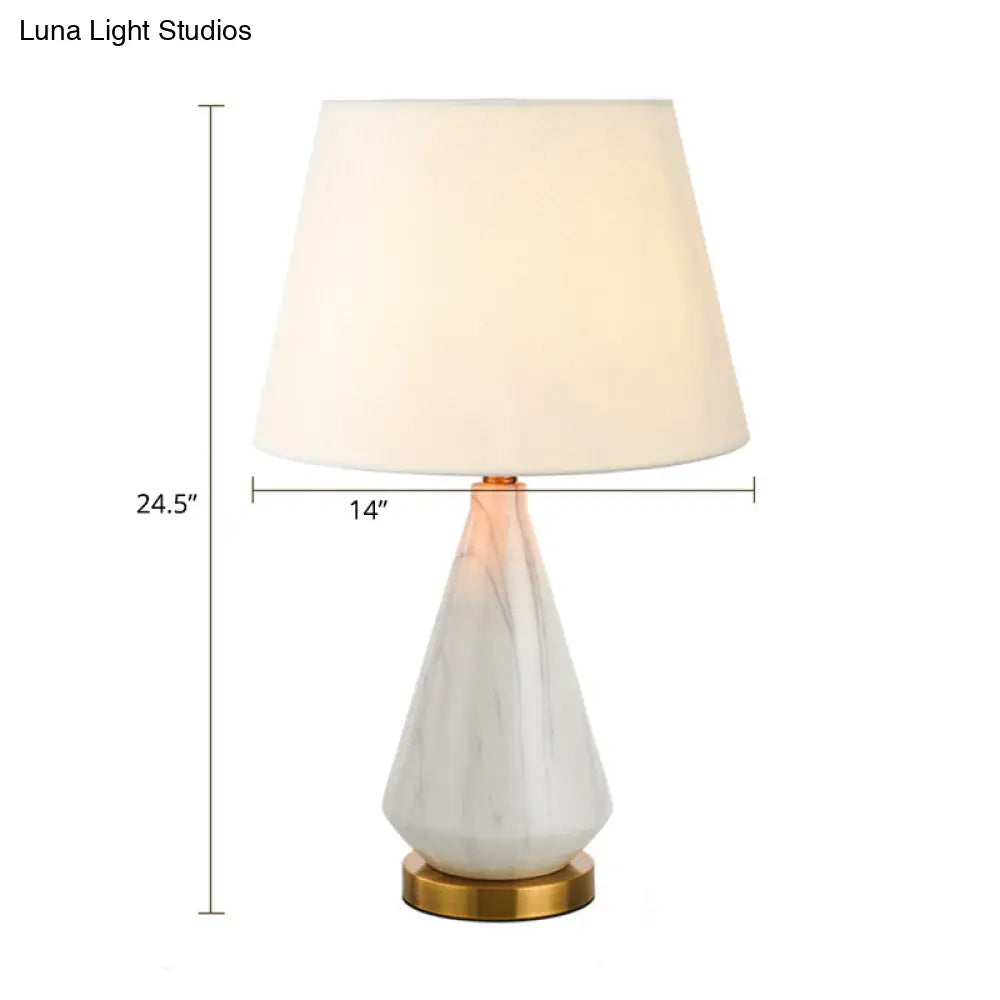 Nordic Ceramic Diamond Night Light With Fabric Empire Shade - Single Table Lamp
