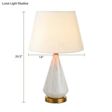 Nordic Ceramic Diamond Night Light With Fabric Empire Shade - Single Table Lamp