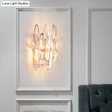 Nordic Chrome Sconce Light With Crystal Teardrop Shade - 1 Wall Mount For Living Room