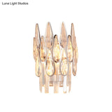 Nordic Chrome Sconce Light With Crystal Teardrop Shade - 1 Wall Mount For Living Room