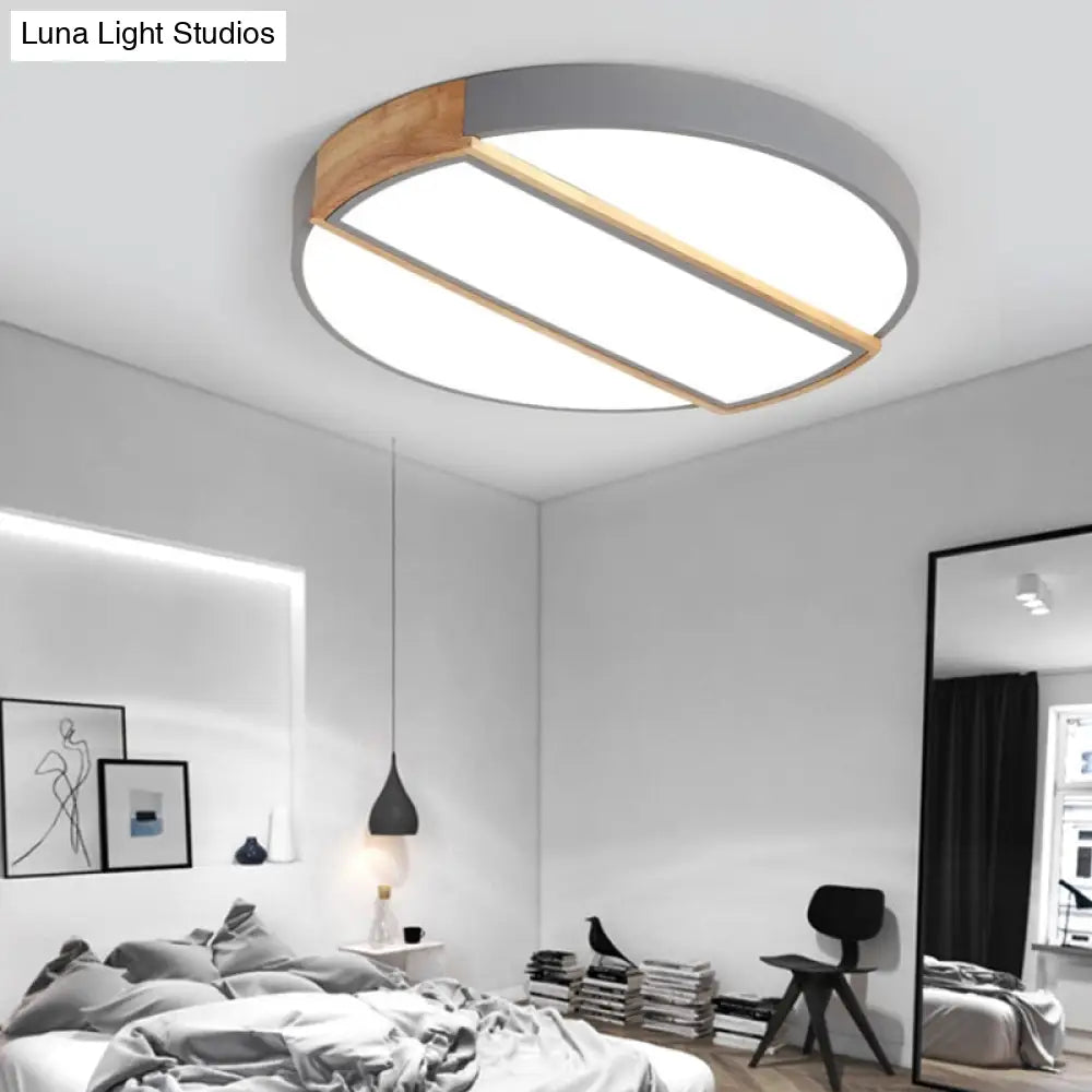 Nordic Circle Led Flush Mount Light - Acrylic Diffuser 12/16/19.5 Width Ceiling Lamp In