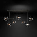 Nordic Clear Glass 7-Bulb Black/Gold Sphere Island Pendant Light For Living Room Black
