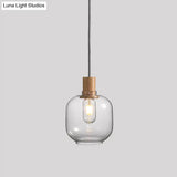 Nordic Clear Glass Jar Hanging Light Fixture For Bedroom - 1 Kit 5’/6’ Wide