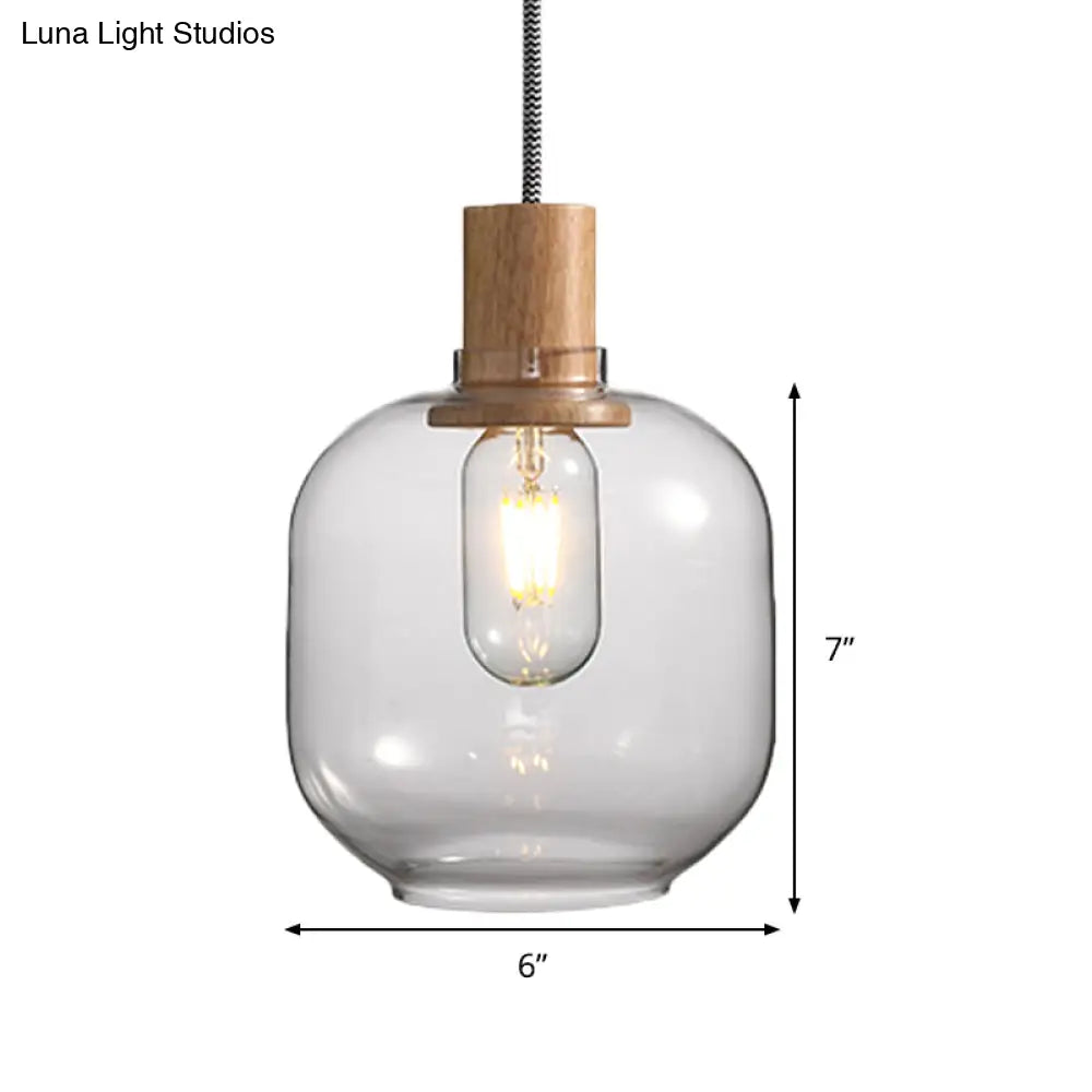 Nordic Clear Glass Jar Hanging Light Fixture For Bedroom - 1 Kit 5’/6’ Wide