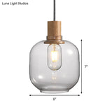 Nordic Clear Glass Jar Hanging Light Fixture For Bedroom - 1 Kit 5’/6’ Wide