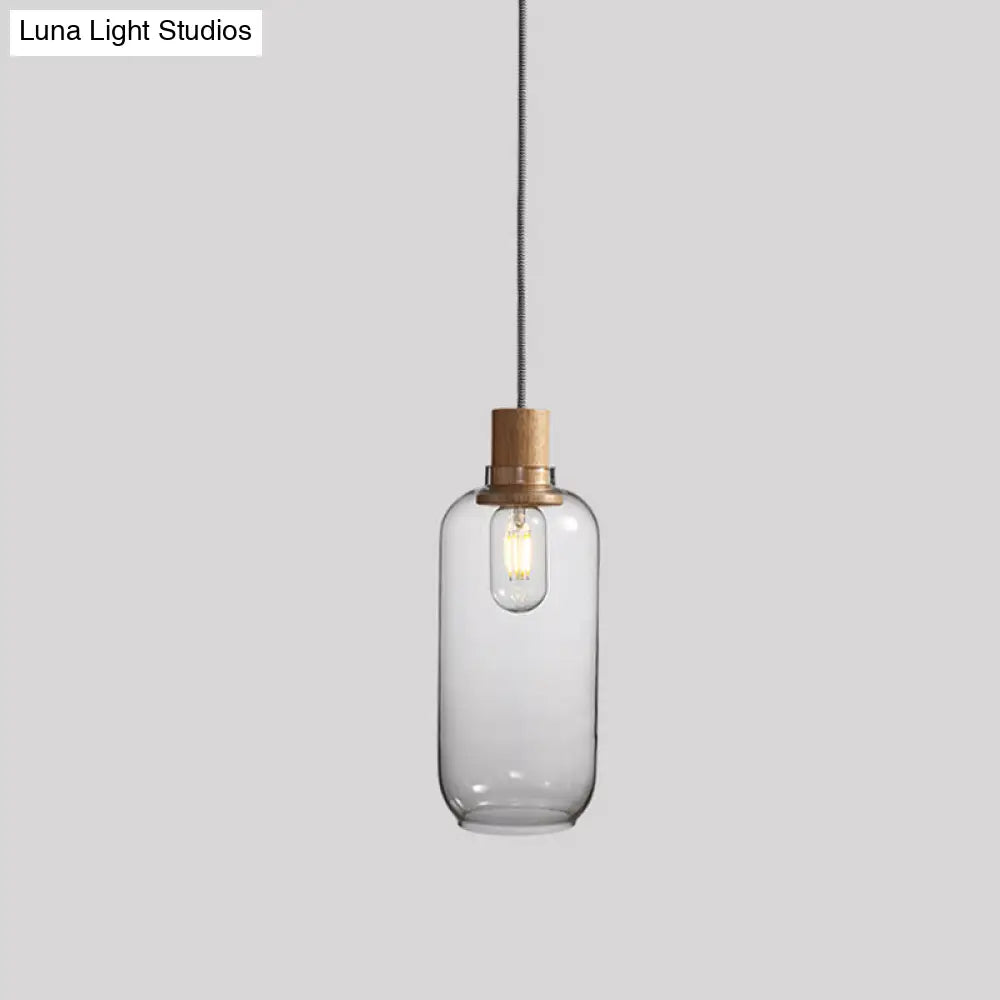 Nordic Clear Glass Jar Hanging Light Fixture For Bedroom - 1 Kit 5’/6’ Wide
