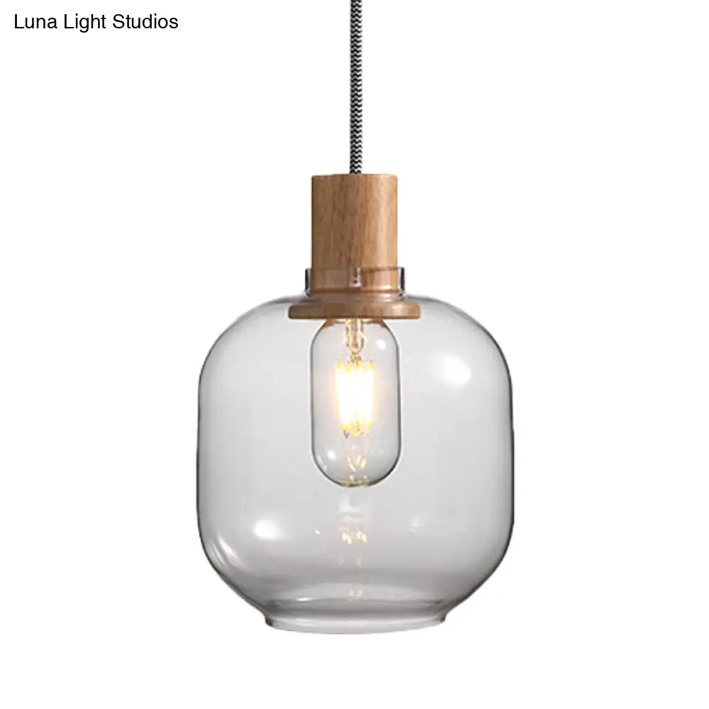 Nordic Clear Glass Jar Hanging Light Fixture For Bedroom - 1 Kit 5’/6’ Wide