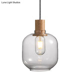 Nordic Clear Glass Jar Hanging Light Fixture For Bedroom - 1 Kit 5’/6’ Wide