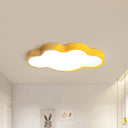 Nordic Cloud Shape Led Ceiling Light For Kid’s Bedroom - Acrylic Flush Mount Energy Saving Yellow