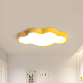 Nordic Cloud Shape Led Ceiling Light For Kid’s Bedroom - Acrylic Flush Mount Energy Saving Yellow