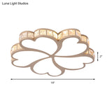 Nordic Clover Crystal Flush Mount Ceiling Light - Black/White/Gold Led Illumination For Bedroom