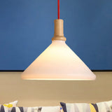 Nordic Conical Pendant Light - Frosted Glass White Dining Room Ceiling Hanging