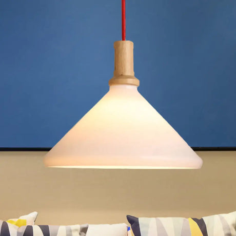 Nordic Conical Pendant Light - Frosted Glass White Dining Room Ceiling Hanging