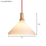 Nordic Conical Pendant Light - Frosted Glass White Dining Room Ceiling Hanging