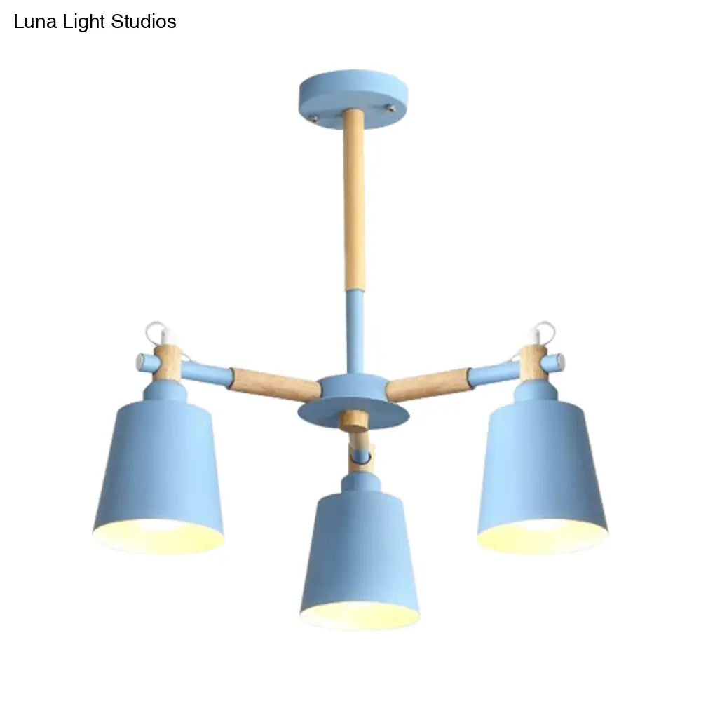 Nordic Contemporary Hanging Light - Cloth Shop Bucket Chandelier With Metal Frame (3 Lights)