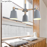 Nordic Contemporary Hanging Light - Cloth Shop Bucket Chandelier With Metal Frame (3 Lights)