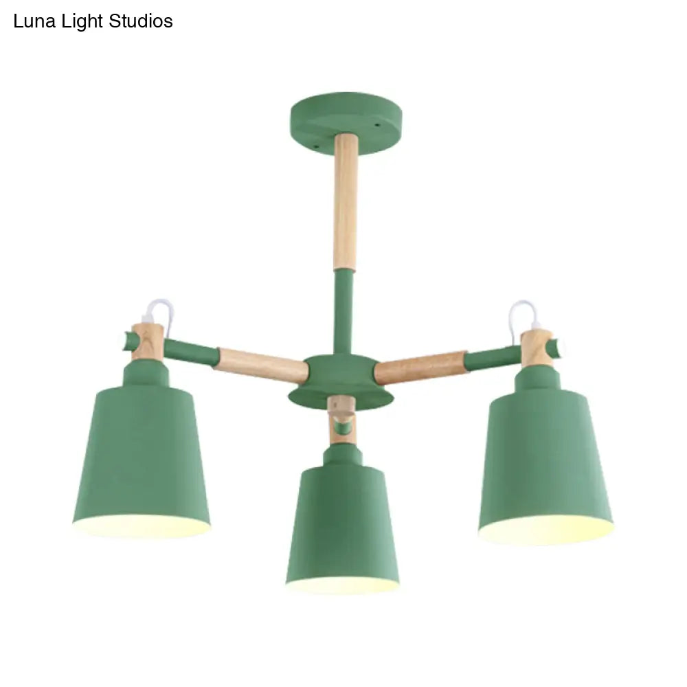 Nordic Contemporary Hanging Light - Cloth Shop Bucket Chandelier With Metal Frame (3 Lights)