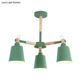 Nordic Contemporary Hanging Light - Cloth Shop Bucket Chandelier With Metal Frame (3 Lights)