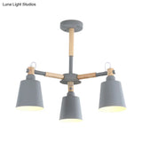 Nordic Contemporary Hanging Light - Cloth Shop Bucket Chandelier With Metal Frame (3 Lights)