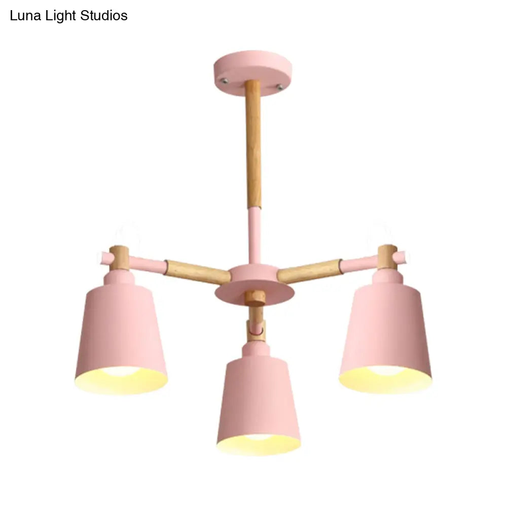 Nordic Contemporary Hanging Light - Cloth Shop Bucket Chandelier With Metal Frame (3 Lights)