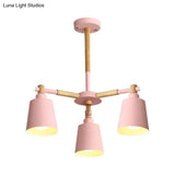 Nordic Contemporary Hanging Light - Cloth Shop Bucket Chandelier With Metal Frame (3 Lights)