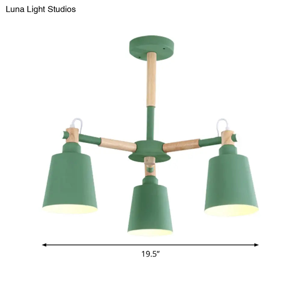 Nordic Contemporary Hanging Light - Cloth Shop Bucket Chandelier With Metal Frame (3 Lights)