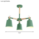 Nordic Contemporary Hanging Light - Cloth Shop Bucket Chandelier With Metal Frame (3 Lights)