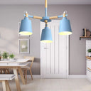 Nordic Contemporary Hanging Light - Cloth Shop Bucket Chandelier With Metal Frame (3 Lights) Blue