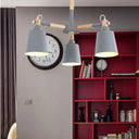 Nordic Contemporary Hanging Light - Cloth Shop Bucket Chandelier With Metal Frame (3 Lights) Grey