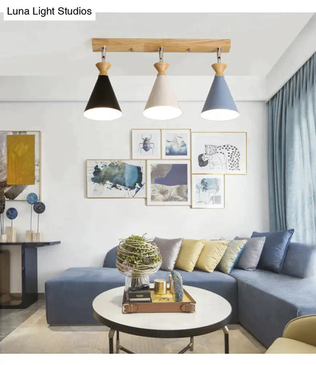 Nordic Creative Restaurant Three-Head Strip Ceiling Lamp Tricolor / Without Bulb
