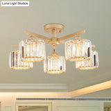 Nordic Crystal Semi Flush Mount Ceiling Light For Bedroom And Living Room - Cylindrical Shade 3/5 -