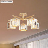 Nordic Crystal Semi Flush Mount Ceiling Light For Bedroom And Living Room - Cylindrical Shade 3/5 -