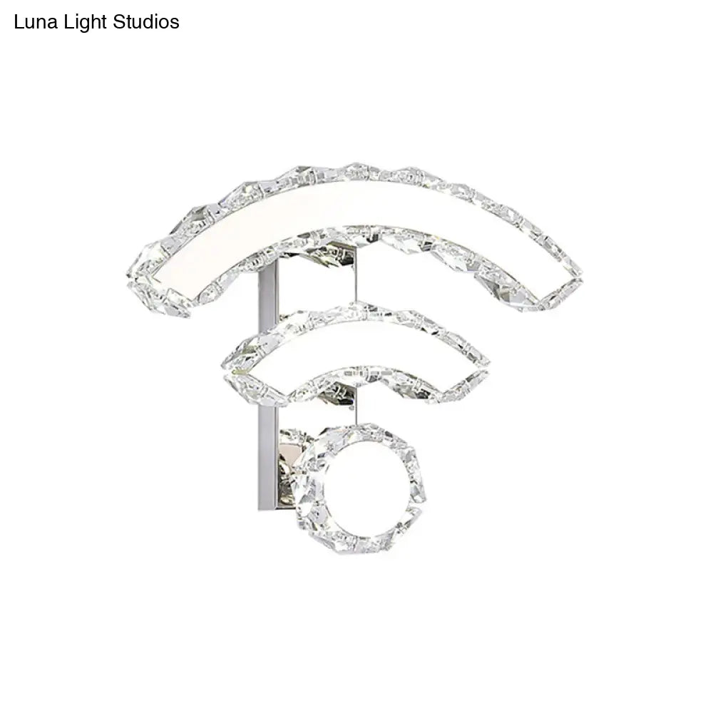Nordic Crystal Wall Sconce With Wifi Led And Nickel Finish For Bedside Lighting In Warm/White