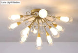 Nordic Dew Crystal Lamp Glass Ceiling 11 Heads / Warm Light