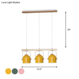 Nordic Dome Island Light: 3/4-Light Wood Chandelier With Metal Shade