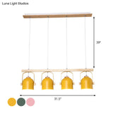 Nordic Dome Island Light: 3/4-Light Wood Chandelier With Metal Shade