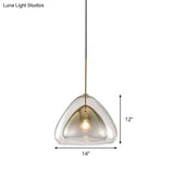 Nordic Double Glass Cone Pendant Light Fixture - 12’’/14’’ Wide Champagne Suspension