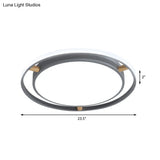 Nordic Dual Circle Led Ceiling Flush Light With Wood Arm - White/Green/Grey Thin Flushmount