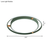 Nordic Dual Circle Led Ceiling Flush Light With Wood Arm - White/Green/Grey Thin Flushmount