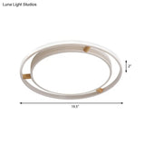 Nordic Dual Circle Led Ceiling Flush Light With Wood Arm - White/Green/Grey Thin Flushmount