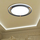 Nordic Dual Circle Led Ceiling Flush Light With Wood Arm - White/Green/Grey Thin Flushmount