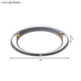 Nordic Dual Circle Led Ceiling Flush Light With Wood Arm - White/Green/Grey Thin Flushmount