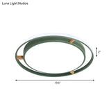 Nordic Dual Circle Led Ceiling Flush Light With Wood Arm - White/Green/Grey Thin Flushmount